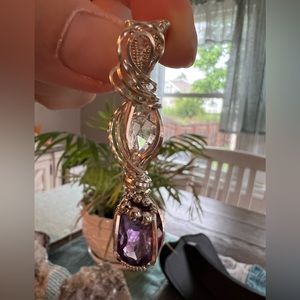 #7 Amethyst and Herkimer Diamond Sterling Silver Pendant